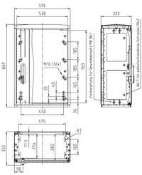 Шафа KVS X0 F4 850/320 ребриста поверхня 590x869x320 мм, на цоколь