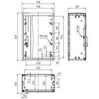 Шафа X0 F4 850/320, серия X ребриста поверхня 590x869x320 мм, настінна