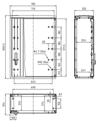 Шафа KVS FX1 F5 1080/320 ребриста поверхня 785x1065x322 мм, на цоколь