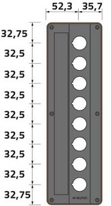 Корпус 90x290 с отверстиями 8хØ22 мм, термопластик