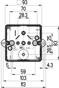 Распределительная коробка с ушками для крепления, с клеммой, Abox 040 AB - 4²