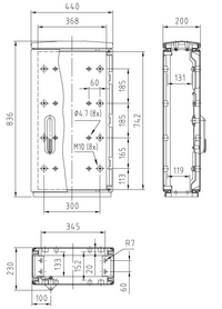 Шафа F3 850/200 гладка поверхня 440x836x200 мм, IP 44