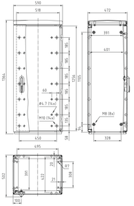 Шафа F4 1350/470 гладка поверх.590x1364x472 мм, IP 44