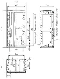 Шафа X00 850/320 ребриста поверхня 460x869x320 мм, IP 54