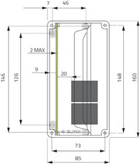 Корпус 90x160 с отверстиями 4хØ22 мм, термопластик