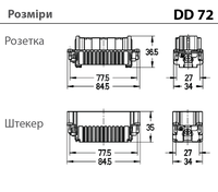 DD72/144+PE - розеточна вставка (1-72)