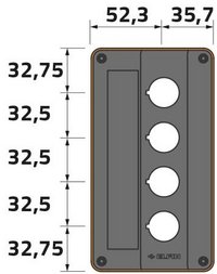 Корпус 90x160 с отверстиями 4хØ22 мм, термопластик