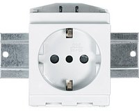 Розетка на DIN-рейку VDE, 250V AC, 16A, сіра, тип Schuko