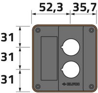 Корпус 90x90 с отверстиями 2хØ22 мм, термопластик