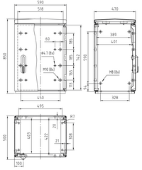 Шафа F4 850/470 гладка поверх.590x850x470 мм, IP 44