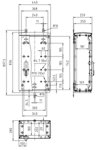 Шафа KVS A3/1 850/250 гладка поверхня 440x836x250 мм, настінна