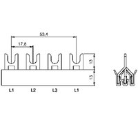 Шина 3п - крок 17,8мм - 10мм² - вилочна "Т" (3G10T09S0D00-01)