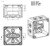 Розподільча коробка <ul><li>102х102х70 мм;</li><li>IP66/IP67/IP69, IK09</li><li>входи: вибивні 7хM16/M25 з боків, 1хМ20 на днищі ; </li><li>порожня, без клем, U i =1000 В</li><li>сірий</li></ul>