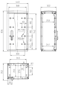 Шафа F3 850/320 гладка поверхня 440x836x322 мм, IP 54
