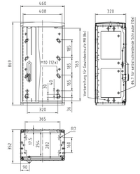 Шафа KVS X00 F3/1 850/320 ребриста поверхня 460x869x320 мм, на цоколь