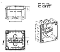 Abox Pro 025-2,5²/sw розподільча коробка, 92х92х60 мм, IP66 полікарбонат чорна