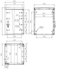 Шафа F4 850/635 гладка поверх.590x850x635 мм, IP 44